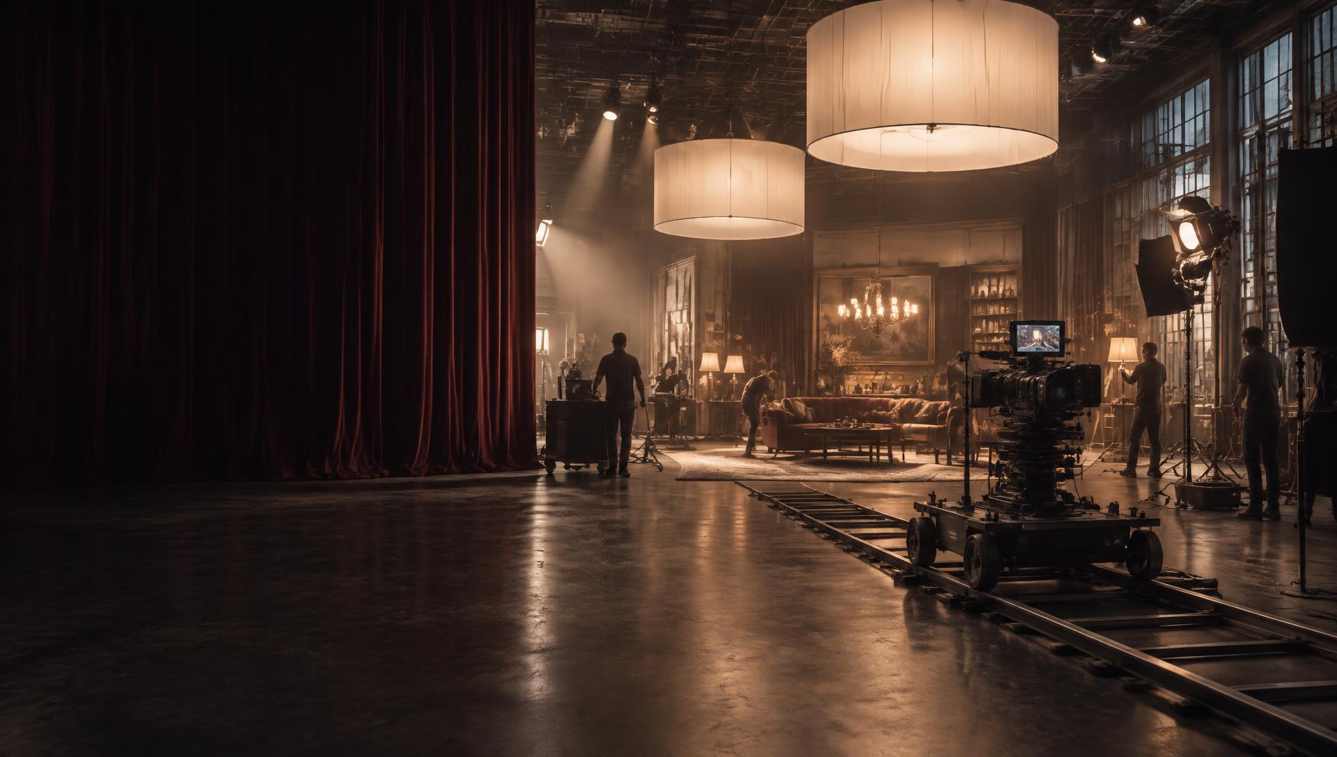 Original cinematic concept of a professional film soundstage